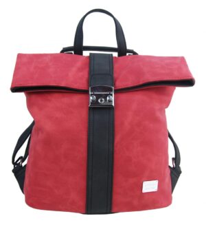 Dámsky batoh / kabelka z brúsenej kože červená / čierna