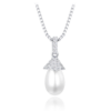 MINET Strieborný náhrdelník s prírodnými perlami a kubickými zirkónmi