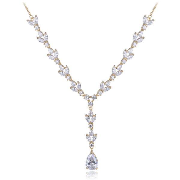 MINET Luxusný pozlátený strieborný náhrdelník so zirkónmi Ag 925/1000 16