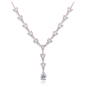 MINET Luxusný strieborný náhrdelník z ružového zlata s kubickými zirkónmi Ag 925/1000 16