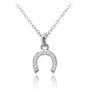 MINET Strieborný náhrdelník s podkovou a zirkónmi