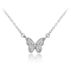 MINET Strieborný motýlí náhrdelník so zirkónmi