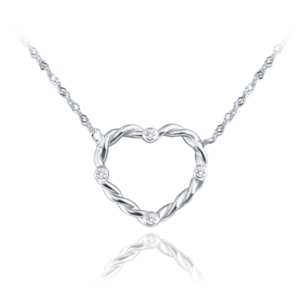 MINET Strieborný náhrdelník so srdcom a zirkónmi