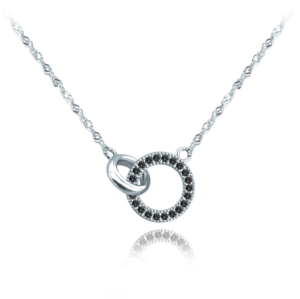 MINET Strieborný náhrdelník RING s čiernymi zirkónmi