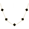 MINET Pozlátený strieborný náhrdelník štvorlístok s onyxom Ag 925/1000 12