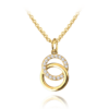 MINET Pozlátený strieborný náhrdelník RINGS s bielymi zirkónmi