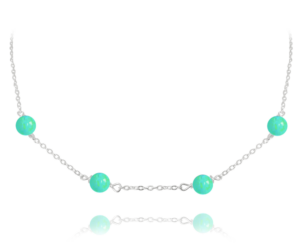 MINET Strieborný náhrdelník so zelenými opálmi