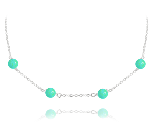 MINET Strieborný náhrdelník so zelenými opálmi