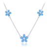 MINET Strieborný náhrdelník KVETY s modrými opálmi