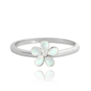 MINET Strieborný prsteň KVETY s bielymi opálmi veľkosť 48