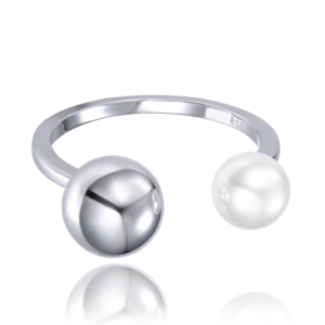 MINET Strieborný prsteň s perlou veľkosti 55