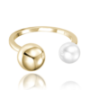 MINET Pozlátený strieborný prsteň s perlou veľkosti 55
