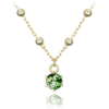 MINET Pozlátený strieborný náhrdelník s guľôčkami a zeleným zirkónom