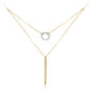 MINET Zlatý dvojitý náhrdelník s bielym zirkónom Au 585/1000 2