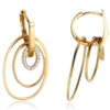 MINET Zlaté náušnice trojitý ovál s bielymi zirkónmi Au 585/1000 2
