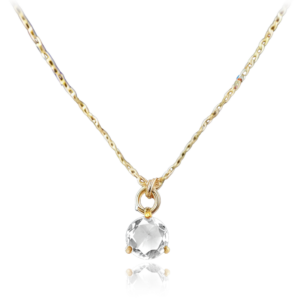 MINET Zlatý náhrdelník s bielym kameňom Au 585/1000 1