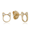 MINET Elegantné zlaté náušnice mačky so zirkónmi Au 585/1000 0