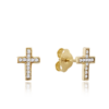 MINET Zlaté náušnice krížiky s bielymi zirkónmi Au 585/1000 0