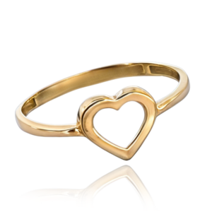 MINET Elegantný zlatý prsteň srdce Au 585/1000 veľkosť 55 - 1