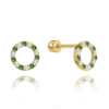 MINET Zlaté náušnice s bielymi a zelenými zirkónmi Au 585/1000 1