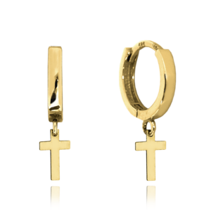 MINET Elegantné zlaté náušnice krížiky Au 585/1000 1