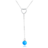 MINET Strieborný náhrdelník visiaca guľa s modrým opálom a zirkónom