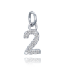 MINET Strieborný prívesok číslo "2" so zirkónmi