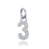 MINET Strieborný prívesok číslo "3" so zirkónmi