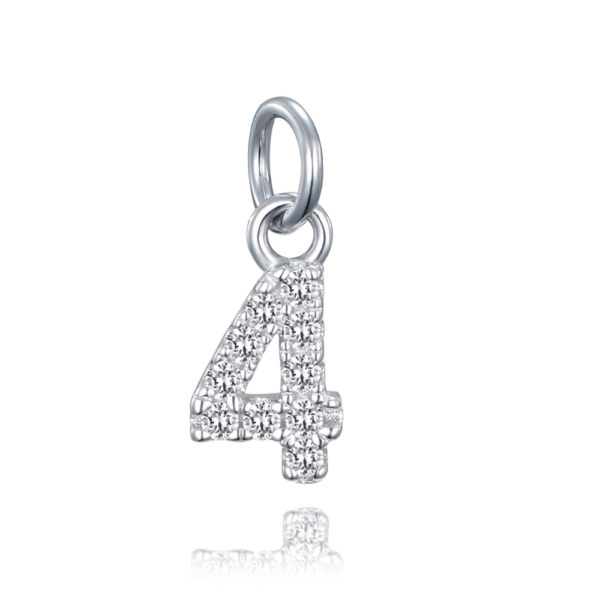 MINET Strieborný prívesok číslo "4" so zirkónmi