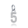 MINET Strieborný prívesok číslo "5" so zirkónmi