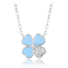 MINET Strieborný náhrdelník modrý kvet s bielym zirkónom