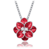 MINET Strieborný náhrdelník červený kvet s bielym zirkónom