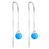 MINET Strieborné náušnice visiace guľôčky s modrými opálmi a zirkónom
