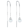 MINET Strieborné náušnice visiace guľôčky s bielymi opálmi a zirkónom
