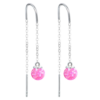 MINET Strieborné náušnice visiace guľôčky s ružovými opálmi a zirkónom
