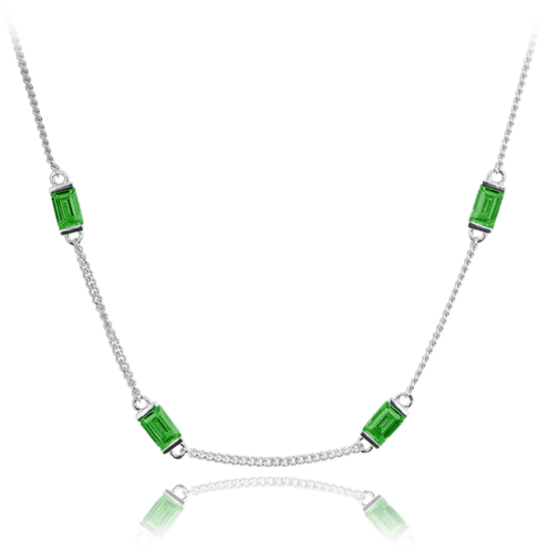 MINET Strieborný náhrdelník so zeleným zirkónom Ag 925/1000 10
