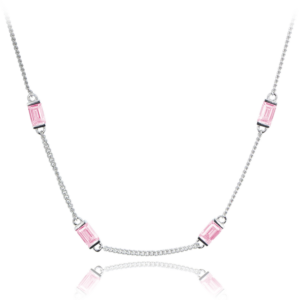 MINET Strieborný náhrdelník s ružovým zirkónom Ag 925/1000 10