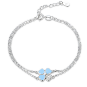 MINET Strieborný náramok modrý kvet s bielymi zirkónmi