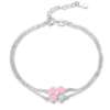 MINET Strieborný náramok ružový kvet s bielymi zirkónmi