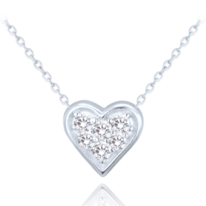 MINET Strieborný náhrdelník srdce s bielymi zirkónmi