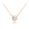MINET Decentný strieborný náhrdelník z ružového zlata s bielym zirkónom