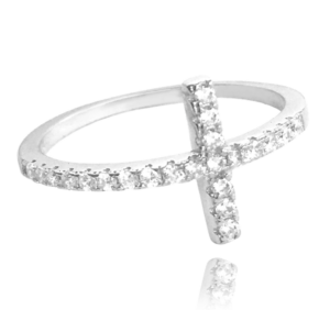 MINET Strieborný prsteň s bielymi zirkónmi veľkosť 50