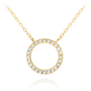MINET Pozlátený strieborný náhrdelník RING s bielymi zirkónmi