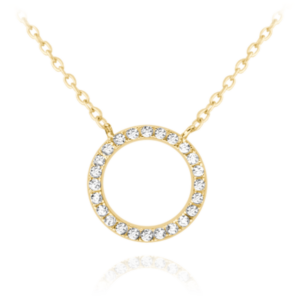 MINET Pozlátený strieborný náhrdelník RING s bielymi zirkónmi