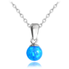 MINET Strieborný náhrdelník BALL so svetlomodrým opálom