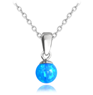 MINET Strieborný náhrdelník BALL so svetlomodrým opálom