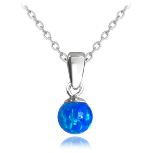MINET Strieborný náhrdelník BALL s tmavomodrým opálom