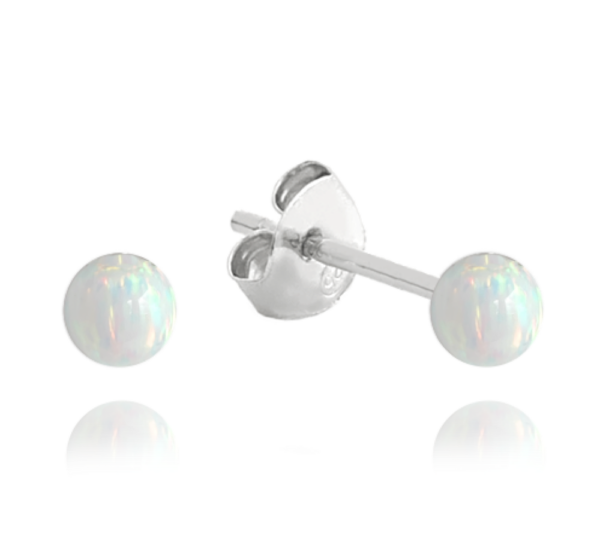 MINET Strieborné náušnice BALLS s bielymi opálmi 3mm