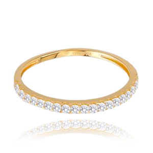 MINET Zlatý prsteň s bielymi zirkónmi Au 585/1000 veľkosť 60 - 1