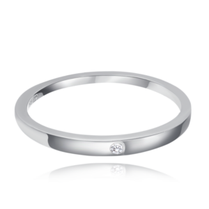 MINET Minimalistický strieborný snubný prsteň so zirkónom veľkosť 50